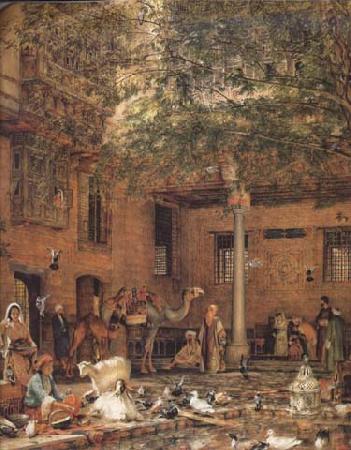 John Frederick Lewis The Hosh (Courtyard) of the House of the Coptic Patriarch Cairo (mk32) Spain oil painting art